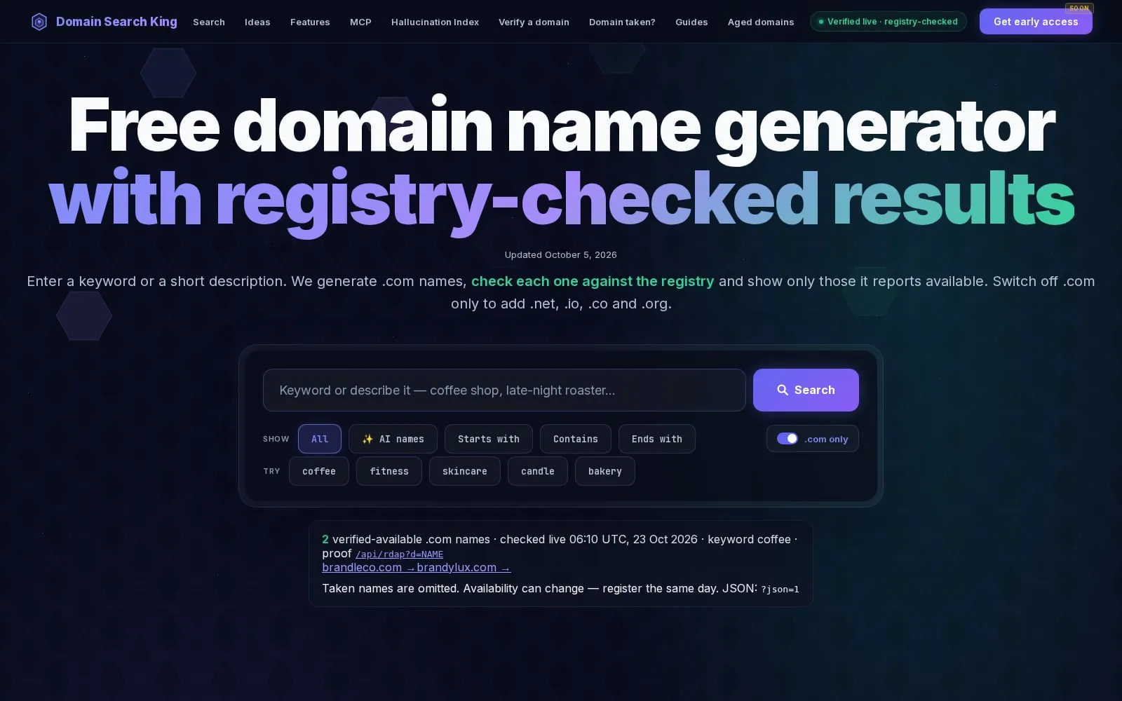 Screenshot of Domain Search King