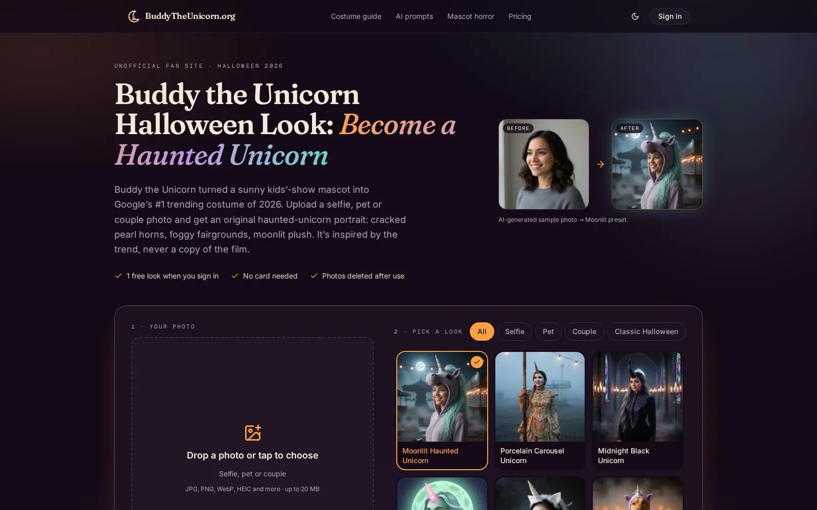 Screenshot of BuddyTheUnicorn.org