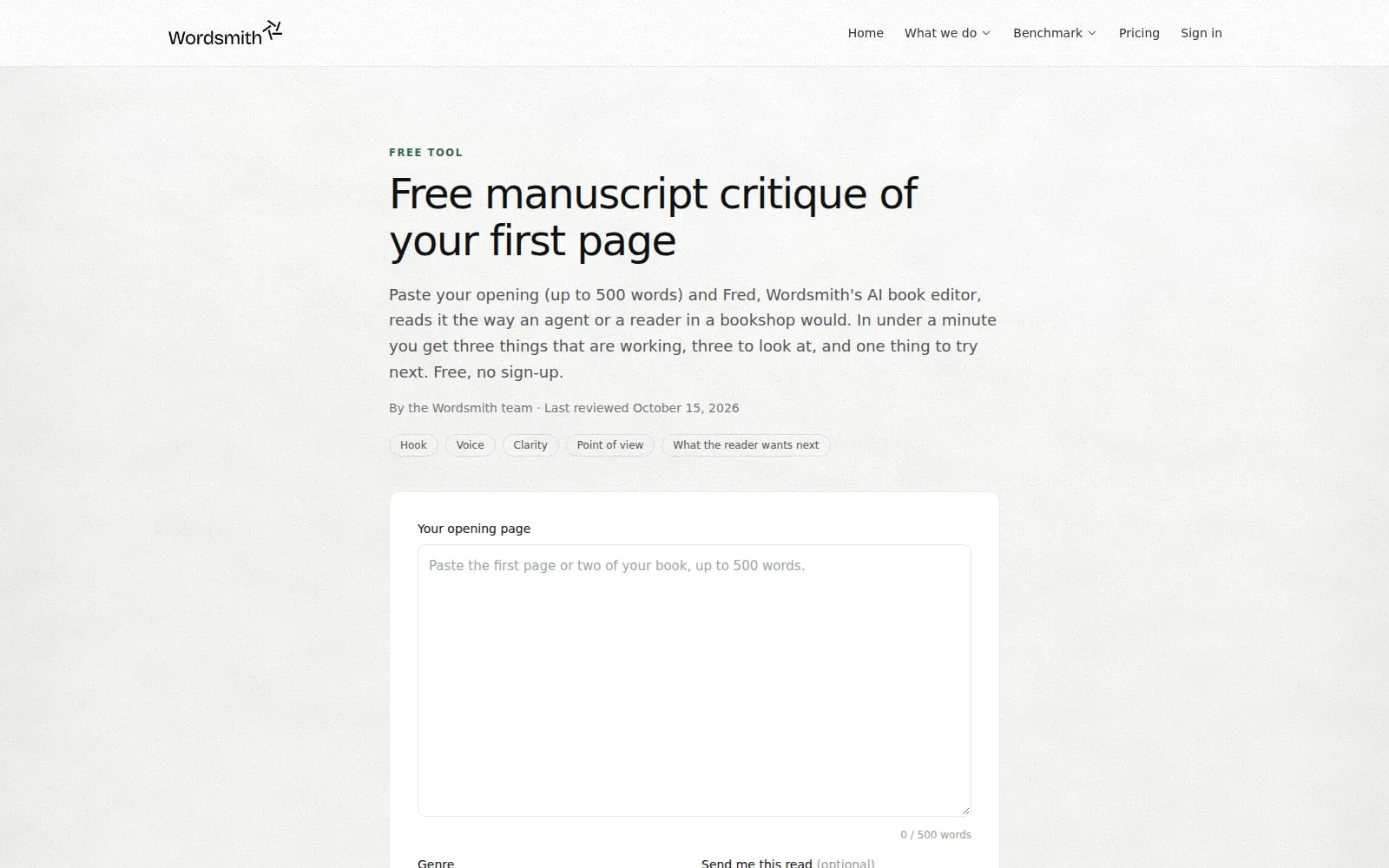 Screenshot of Wordsmith